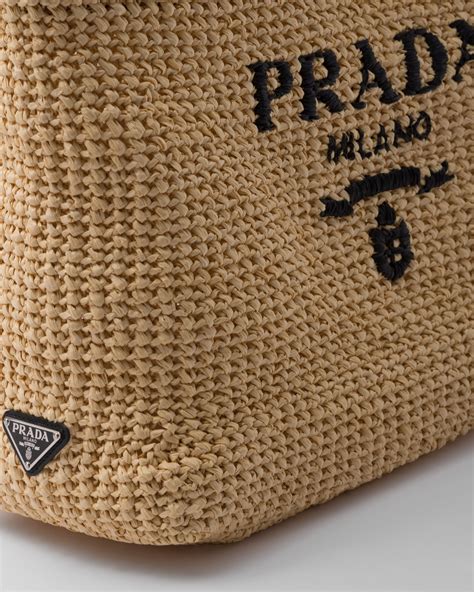 prada cleo raffia|Tan/white Large Raffia And Leather Shopping Bag.